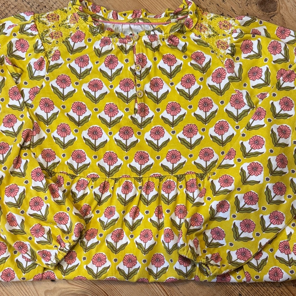 Mini Boden Yellow Floral Kids Dress
